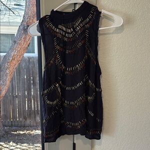 Black Sleeveless Top with Embellishments